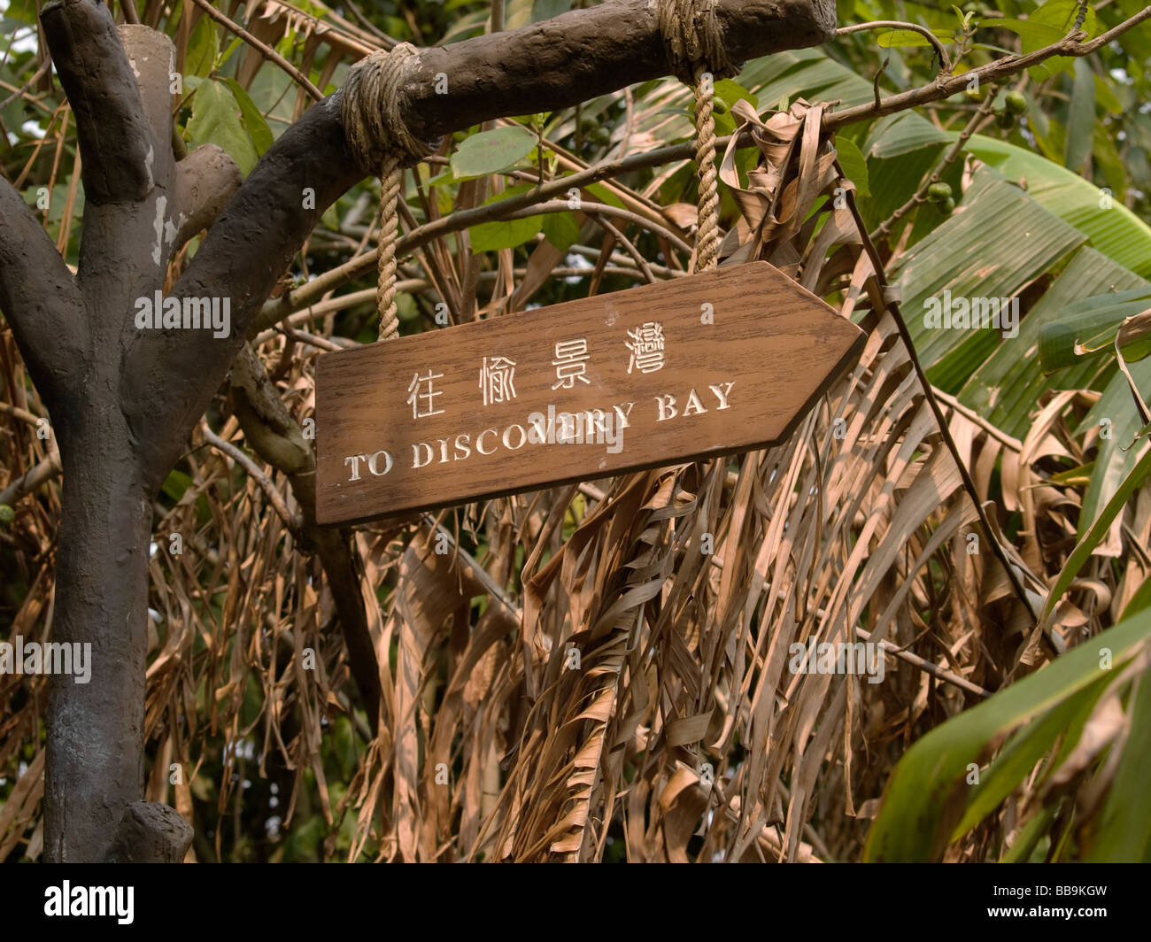 Un cartello stradale di Hong Kong Foto Stock