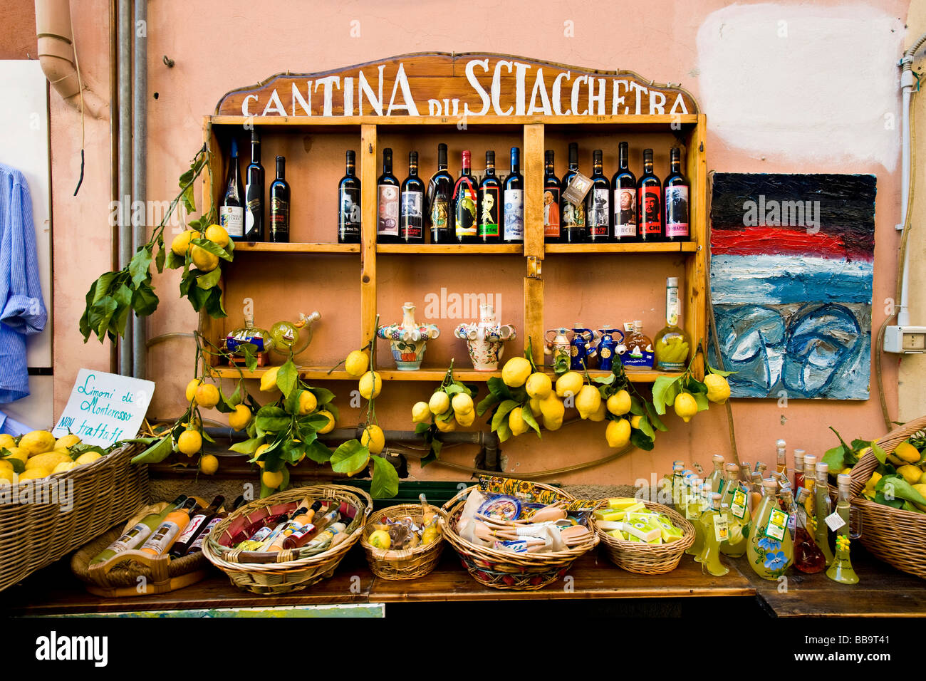 Il ligure prodotti tipici a Monterosso al Mare in provincia di La Spezia in Italia Foto Stock