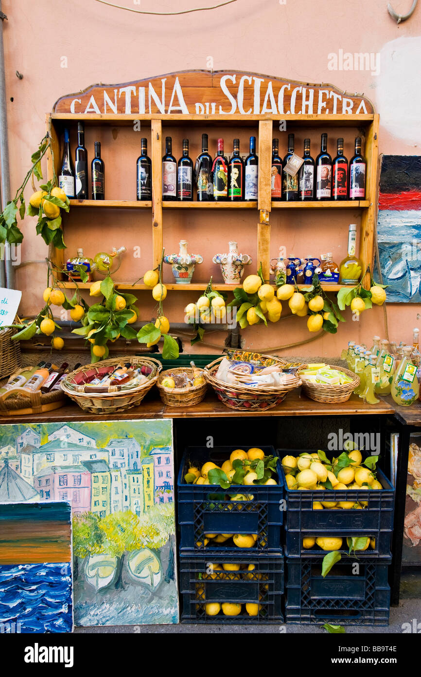 Il ligure prodotti tipici a Monterosso al Mare in provincia di La Spezia in Italia Foto Stock