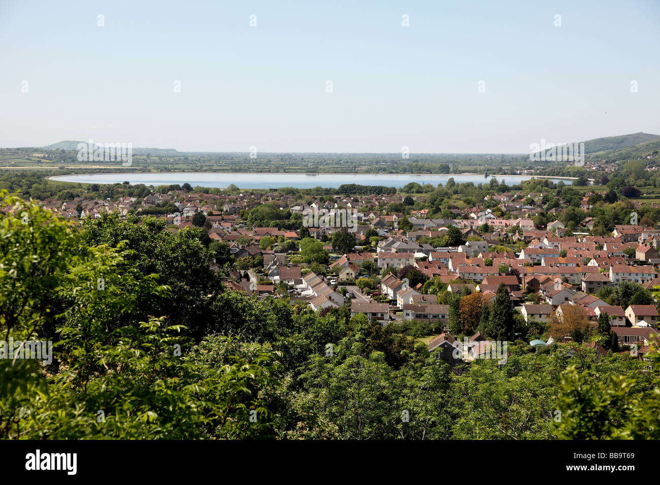 Alta Vista del villaggio di Cheddar, Somerset Foto Stock