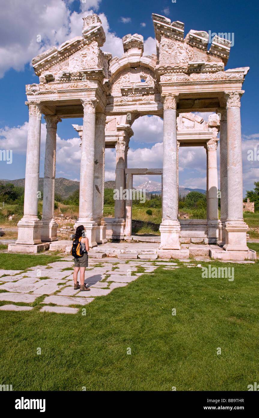Tetrapylon Gate di Aphrodisias antica città, Turchia Foto Stock