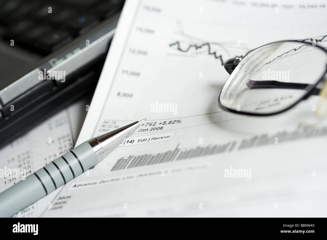 Analisi del mercato azionario relazioni. Foto Stock