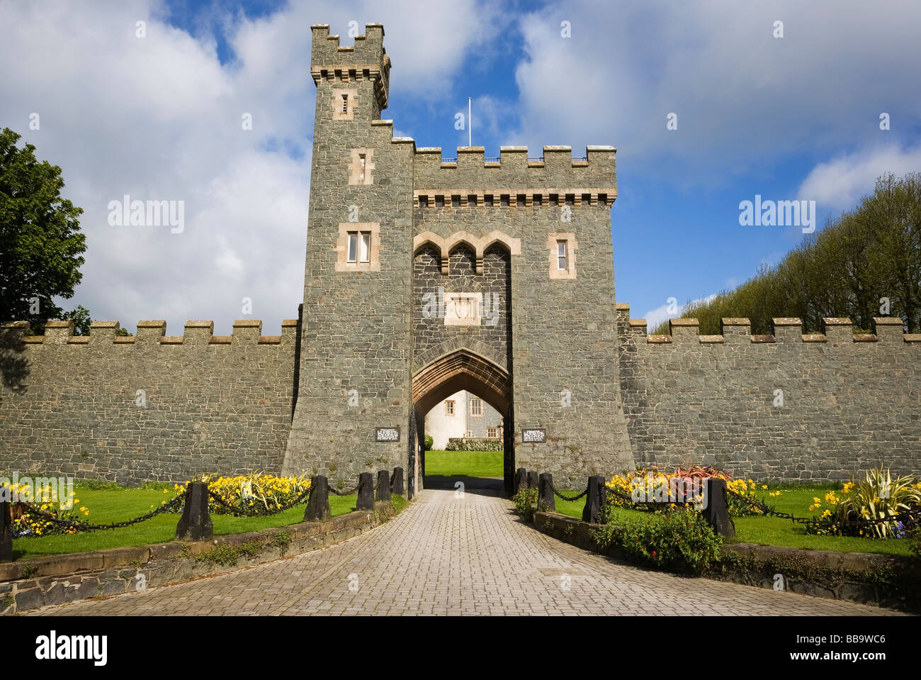 Il XIV secolo il castello di Killyleagh, Killyleagh, Co Down, Irlanda Foto Stock