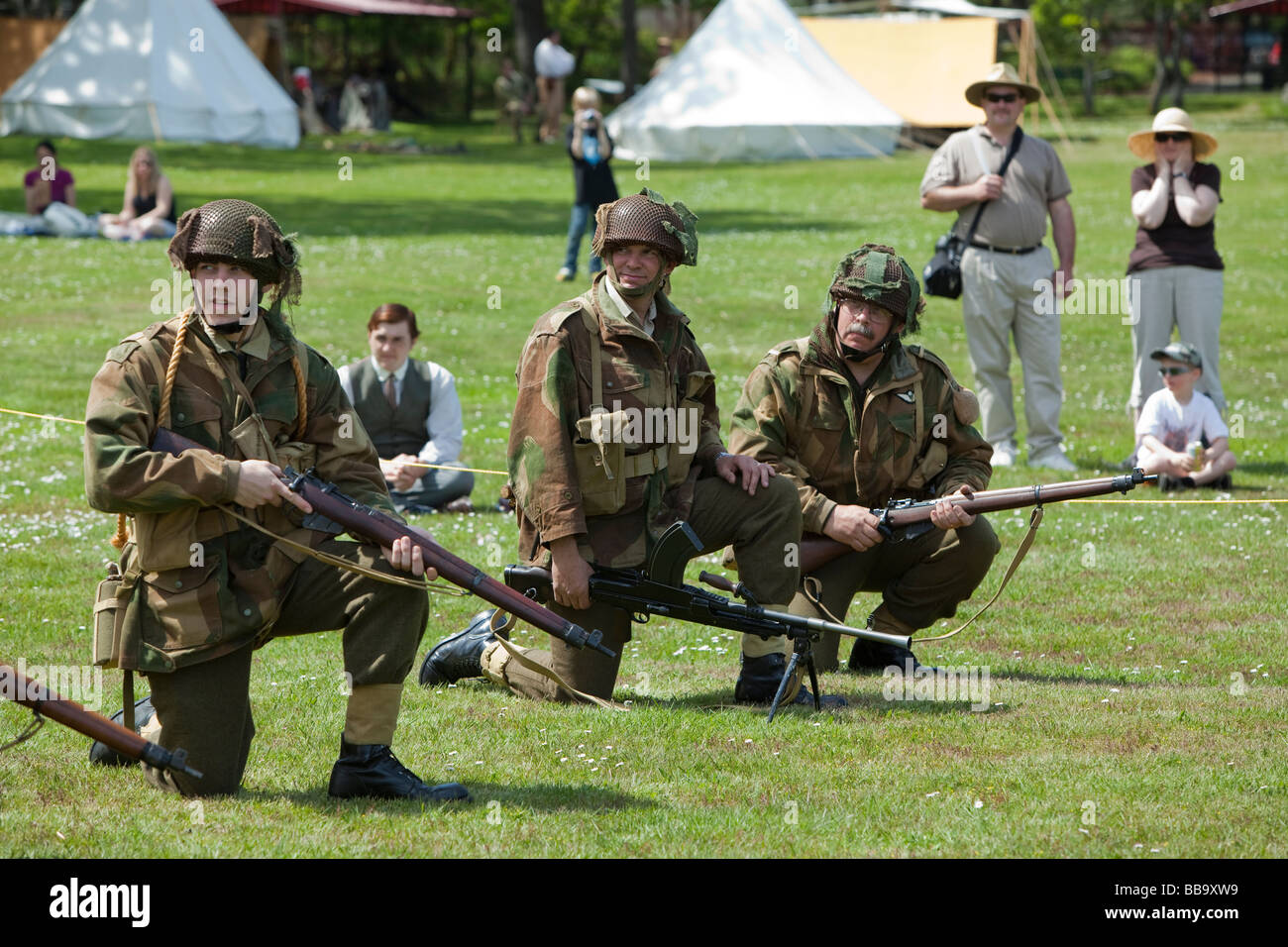 Manifestazione militare di Fort Rodd Hill Victoria Day in Victoria BC Canada Foto Stock