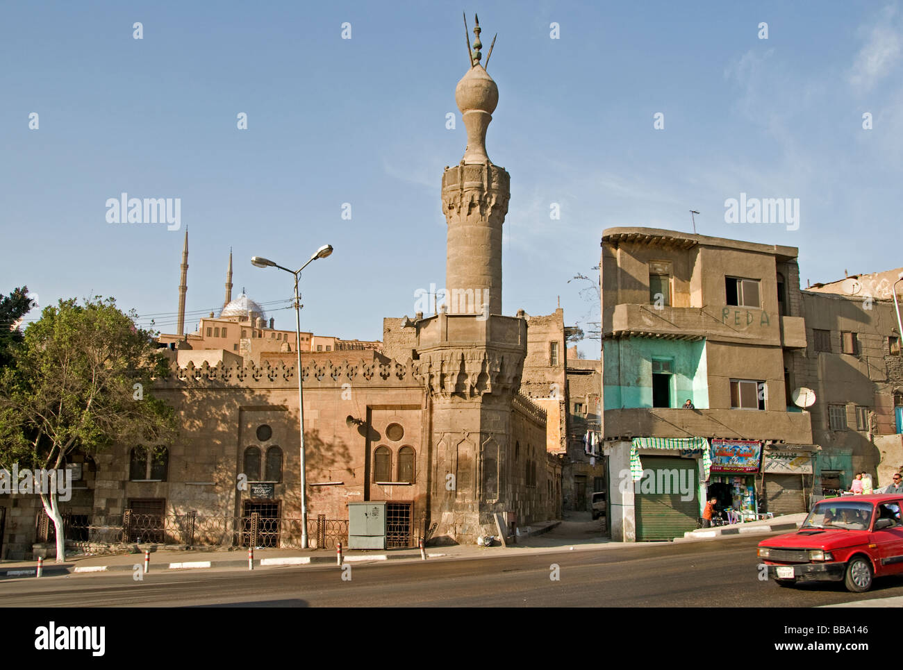 Cairo islamico Egitto moschea egiziana strada stretta Foto Stock