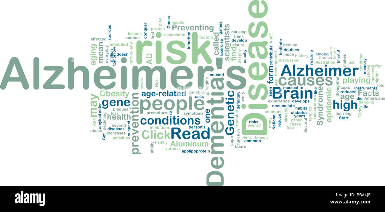 Parola concetto cloud illustrazione della malattia di Alzheimer Foto Stock