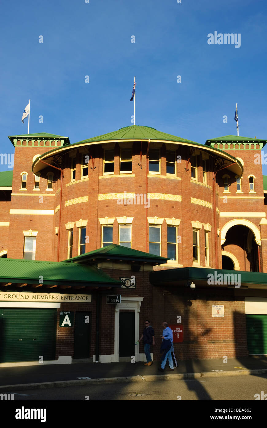 I membri' entrata di un grande stadio sportivo: la parte vecchia del SCG (Sydney Cricket Ground), Australia Foto Stock
