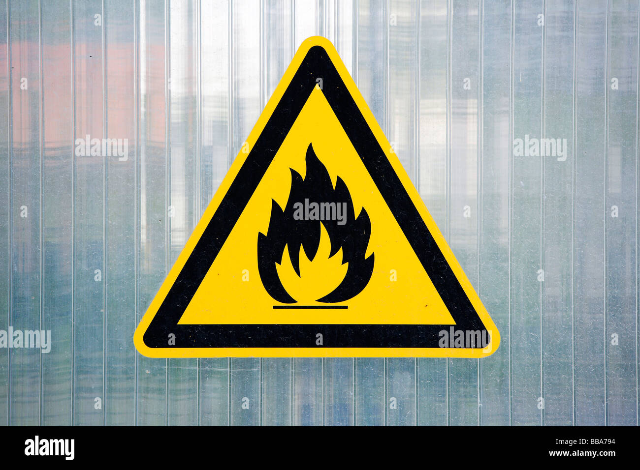 Pericolo di incendio, segno di avvertimento Foto Stock