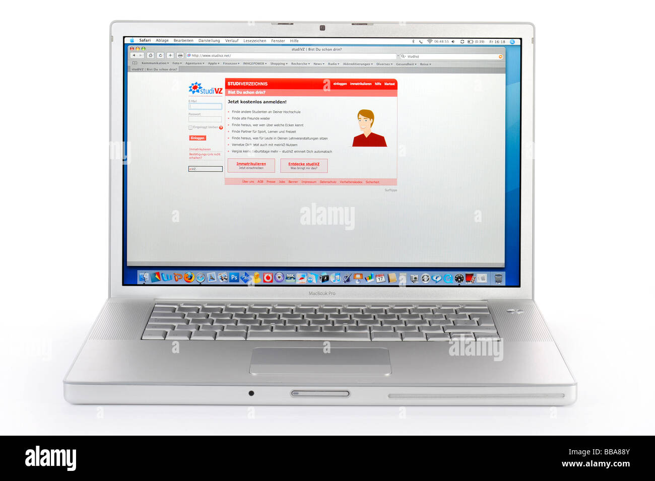 StudiVZ, Tedesco web-based social network, gli studenti' directory, portale su Apple MacBook Pro Foto Stock