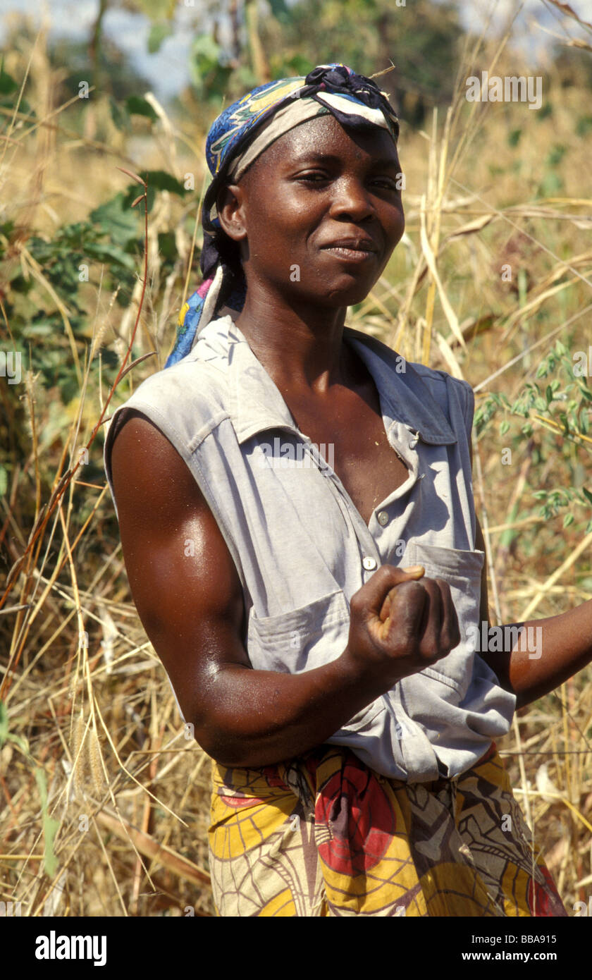 Kunda village scena sth luangwa gioco area gestione Zambia Foto Stock