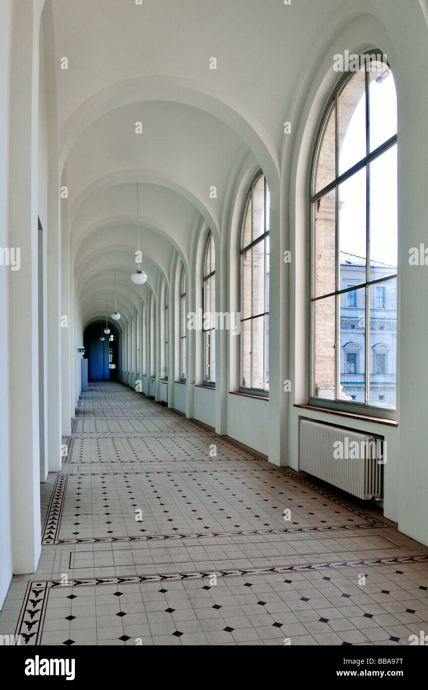 Corridoio dell'Accademia di Belle Arti di Monaco di Baviera, Germania, Europa Foto Stock