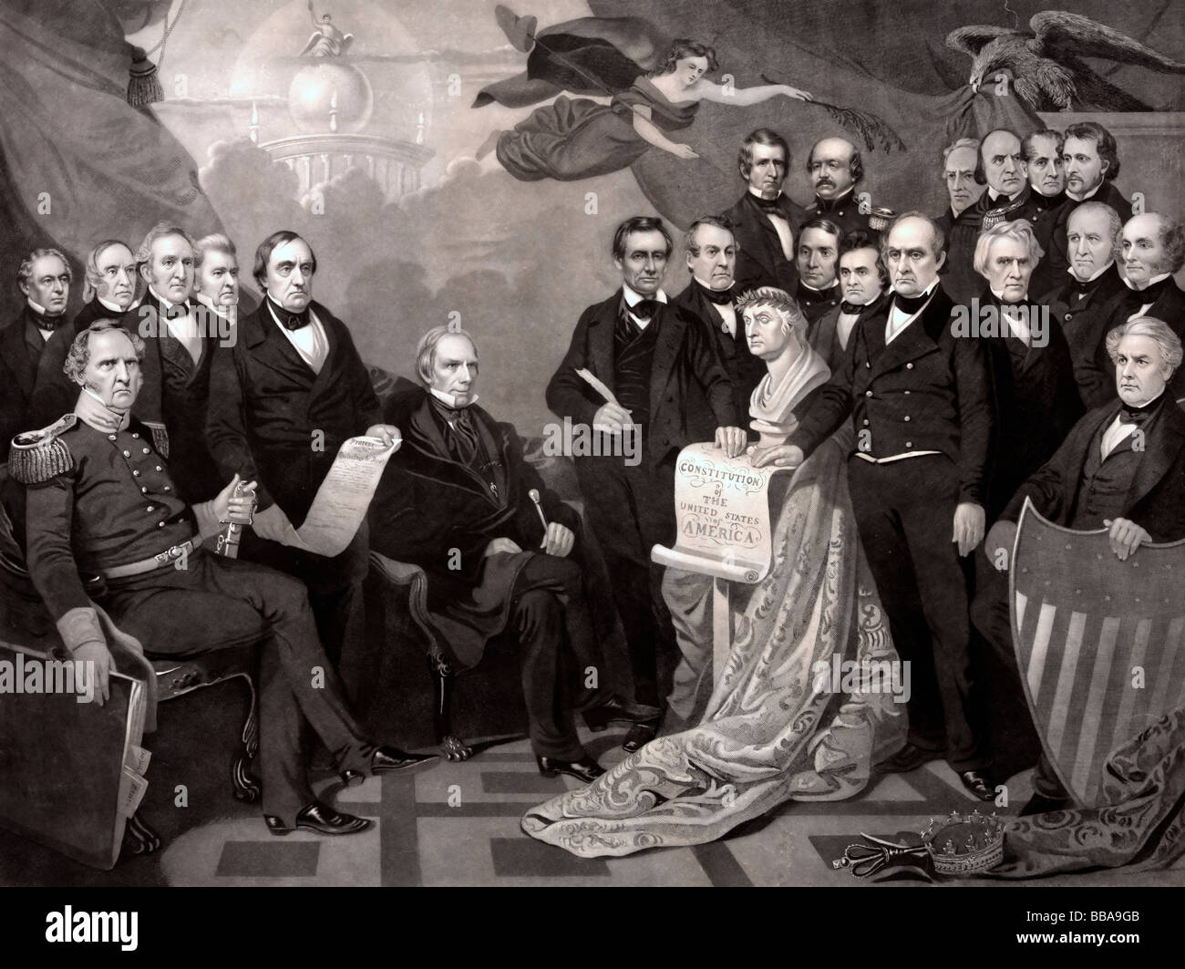 Unione europea - illustrazione che mostra i fautori degli USA non si separino prima negli Stati Uniti dalla guerra civile nel 1860 circa Foto Stock