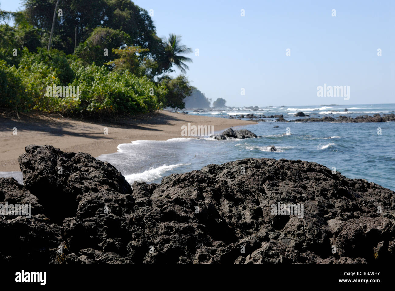 Spiaggia Parco Nazionale di Corcovado sulla penisola di Osa Costa Rica Foto Stock
