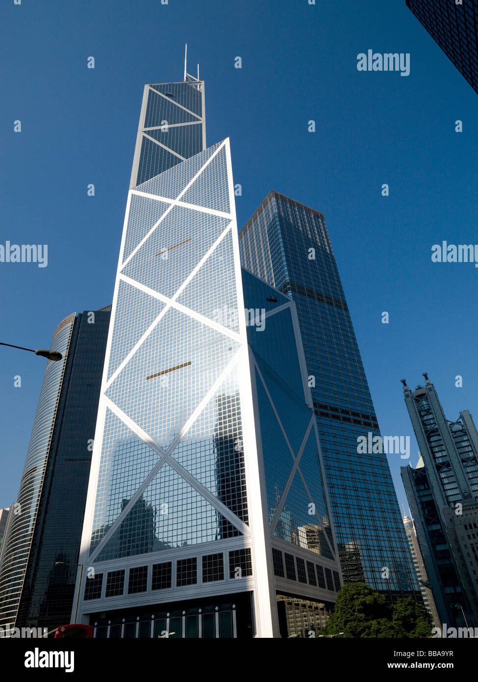 La Bank of China Tower; Hong Kong, Cina Foto Stock