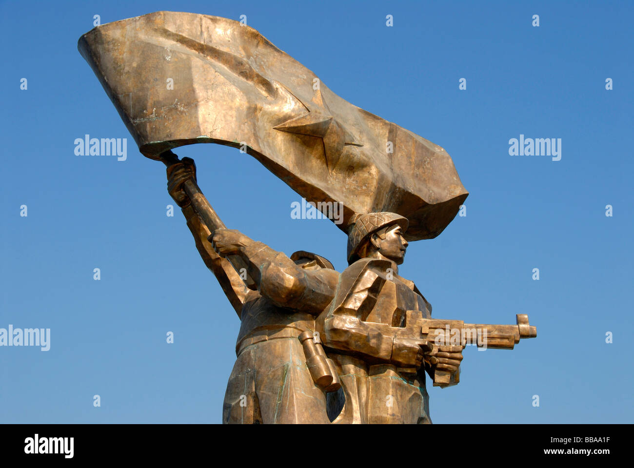 La prima guerra in Indocina 1954, grande monumento in bronzo della vittoria del Viet Minh, Dien Bien Phu, Vietnam, Asia sud-orientale, Asia Foto Stock