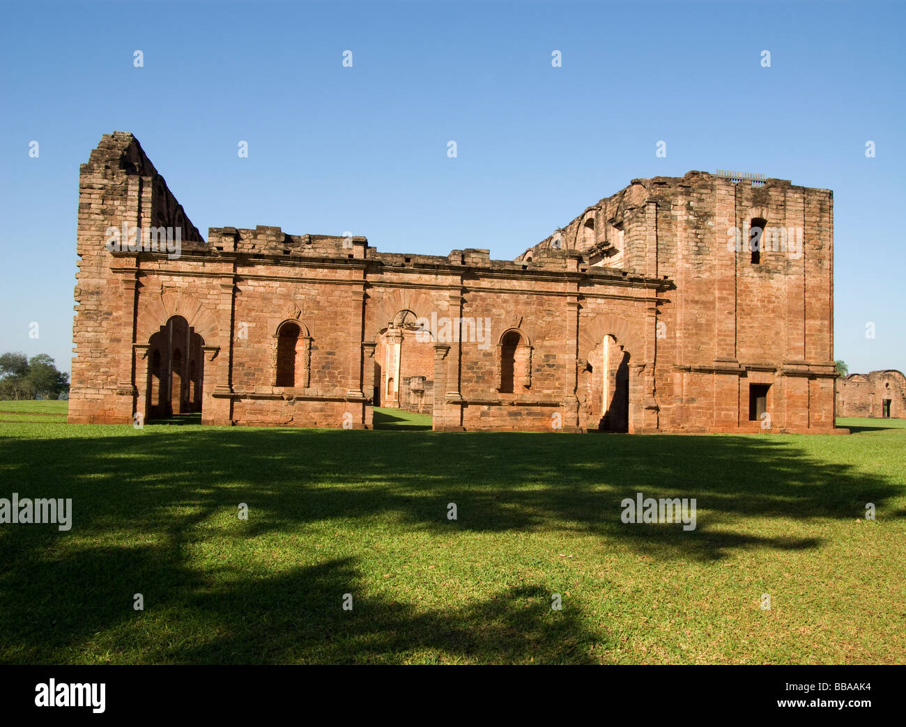 Il Paraguay.Gesuiti riduzioni.Chiesa di riduzione di Jésus.Sito Patrimonio Mondiale dell'UNESCO. Foto Stock