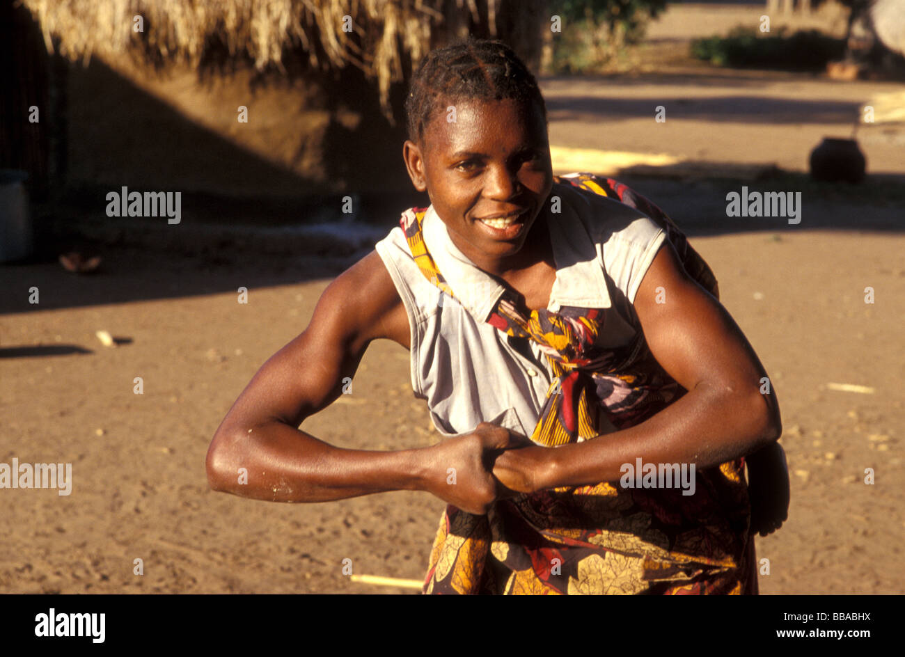 Kunda village scena sth luangwa gioco area gestione Zambia Foto Stock