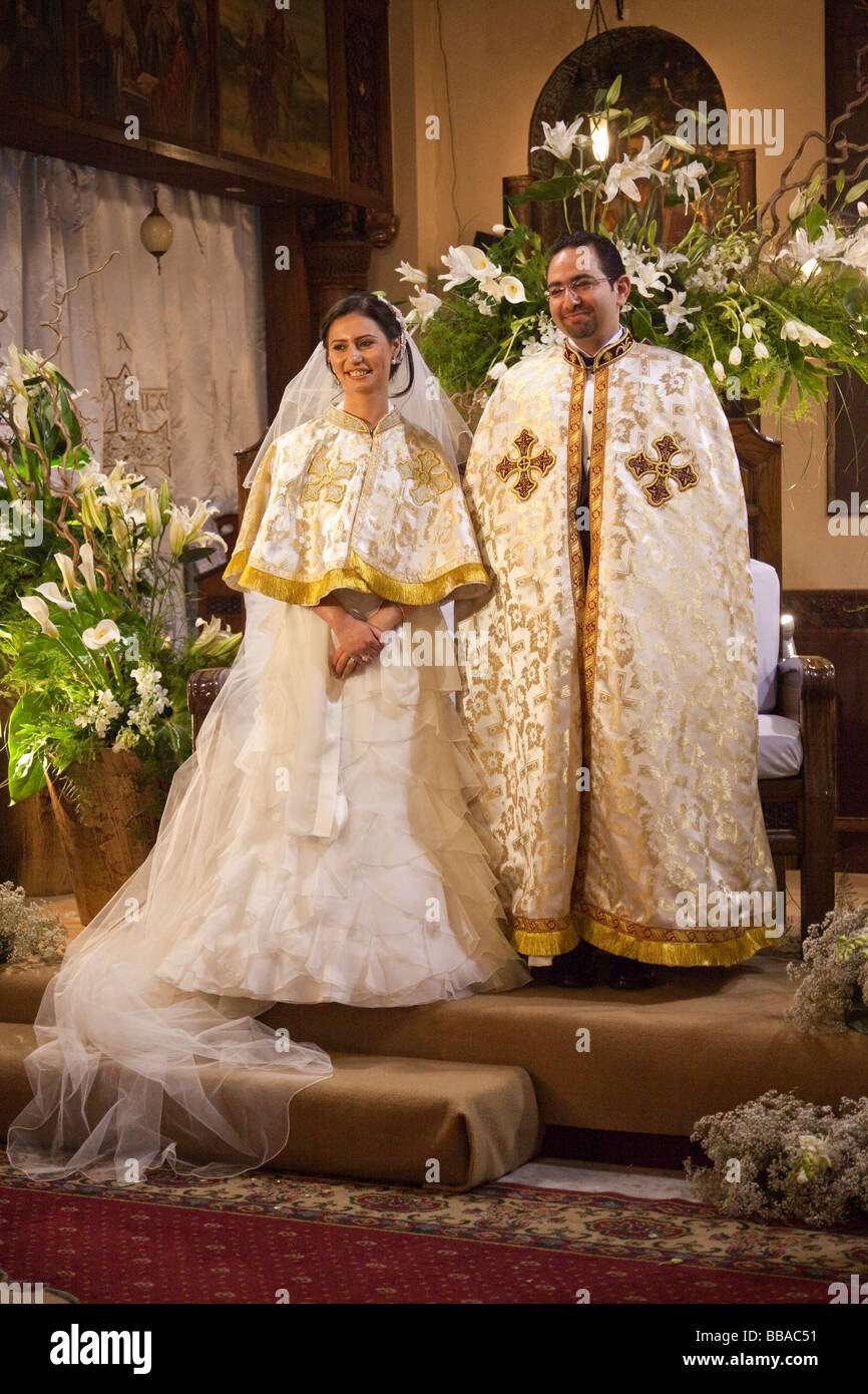 Sposa e lo sposo a nozze copta del Cairo in Egitto Foto Stock