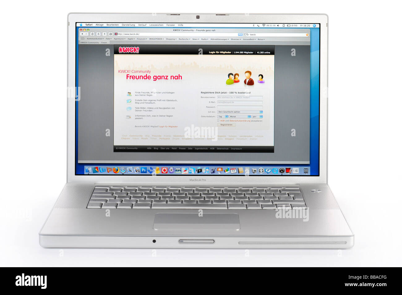 Kwick!, web-based social network, gli studenti delle scuole superiori di' directory, portale su Apple MacBook Pro Foto Stock