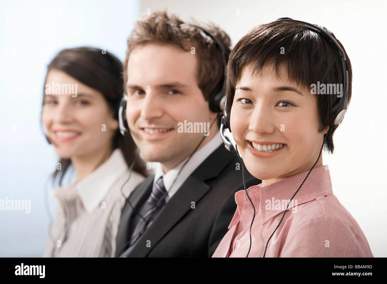 Una linea di operatori telefonici Foto Stock