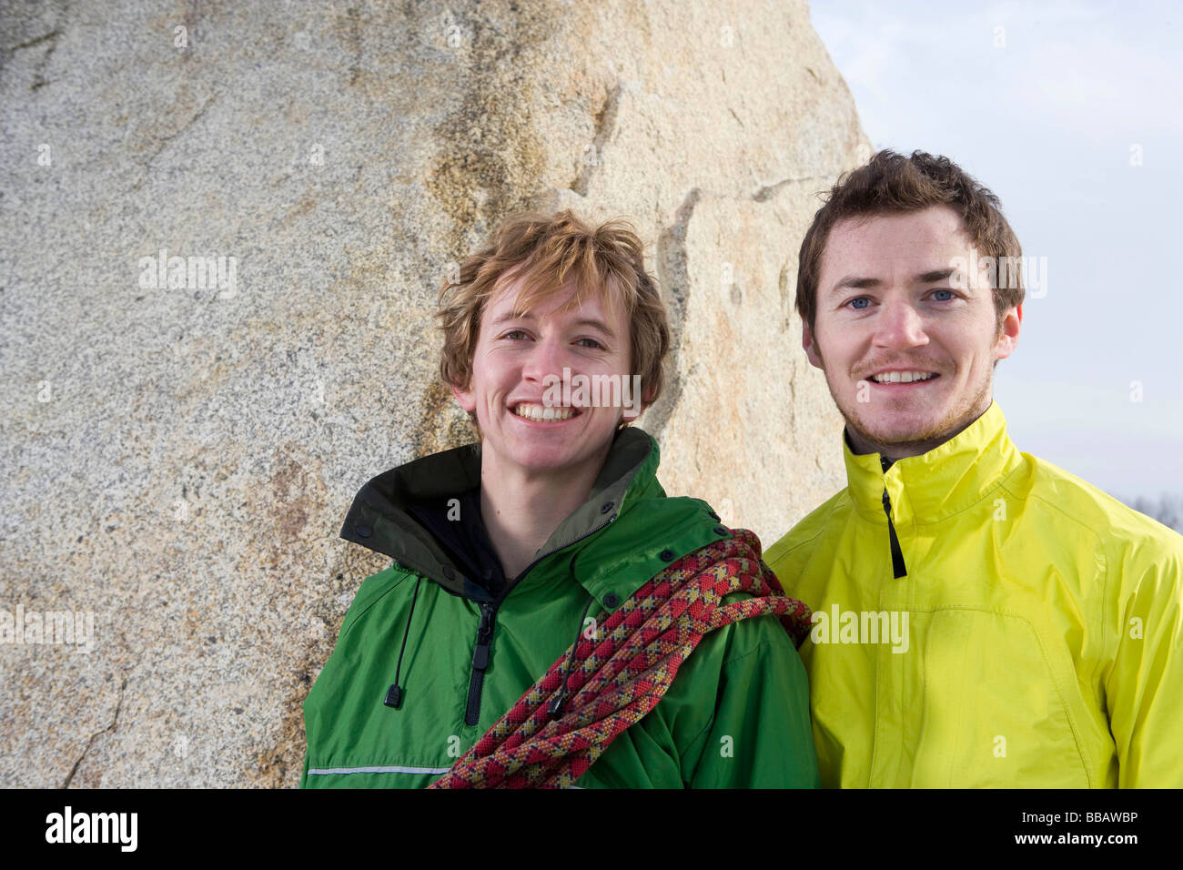 Close up ritratto di 2 scalatori Foto Stock