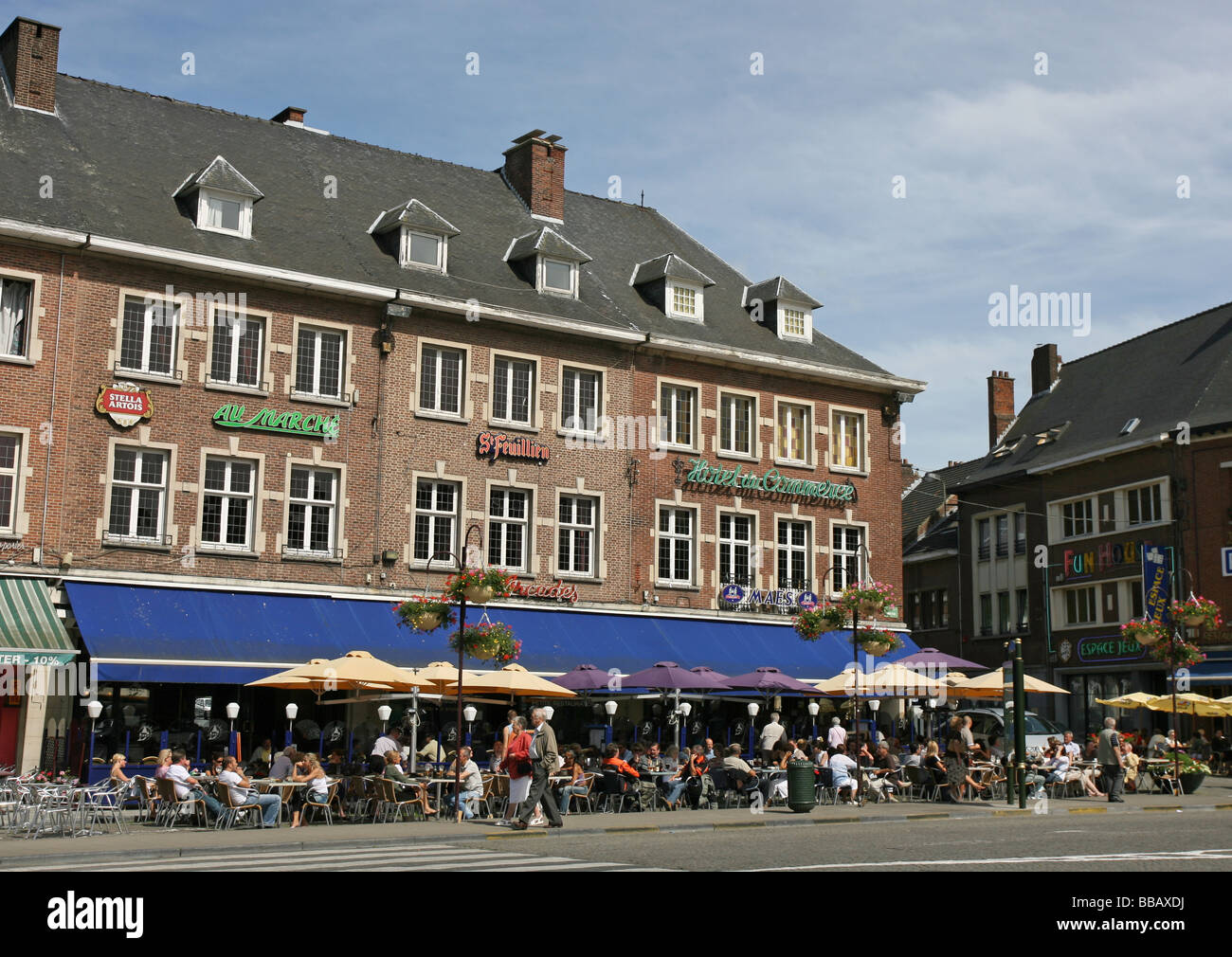 Centro città di Nivelles, vallone del Belgio Foto Stock