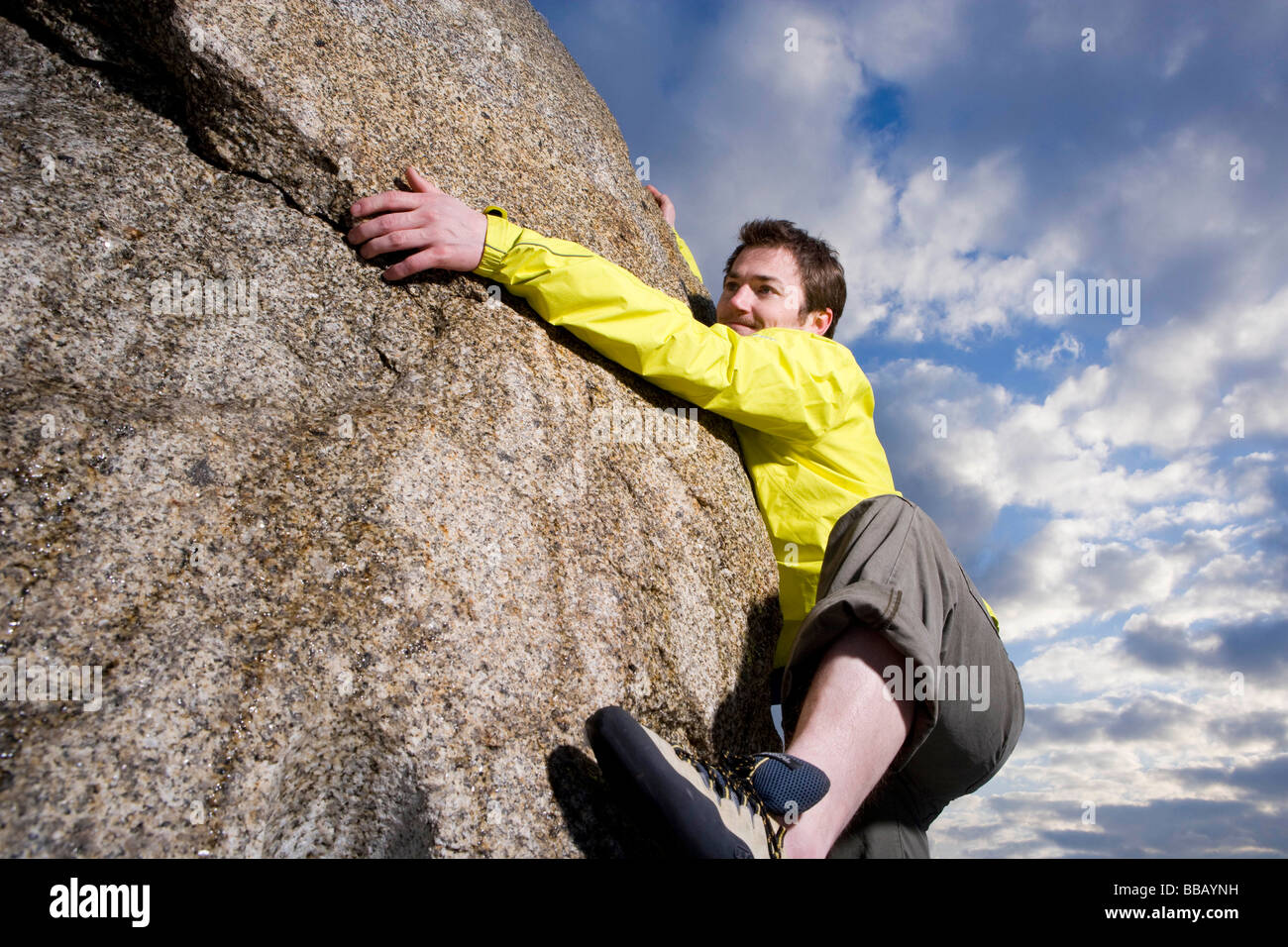 Free climbing boulder Foto Stock