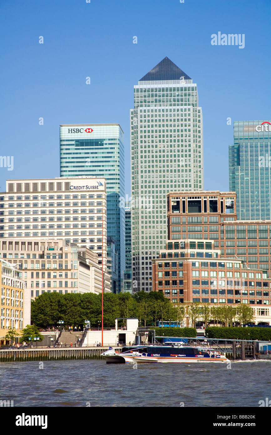 Canary Wharf finanziario banche Foto Stock