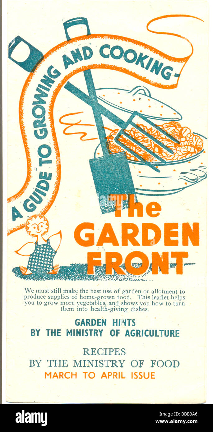 Guerra Mondiale 2 opuscolo intitolato Il Giardino fronte pubblicato dal Ministero dell'agricoltura circa 1944 Foto Stock