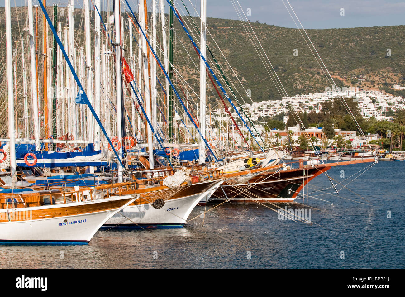 Porto Bodrum e barche di legno, Turchia Foto Stock