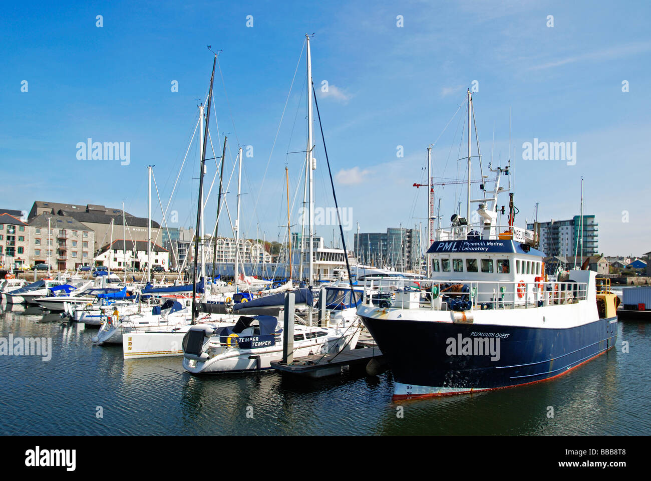 Barche ormeggiate a barbican a Plymouth,devon, Regno Unito Foto Stock