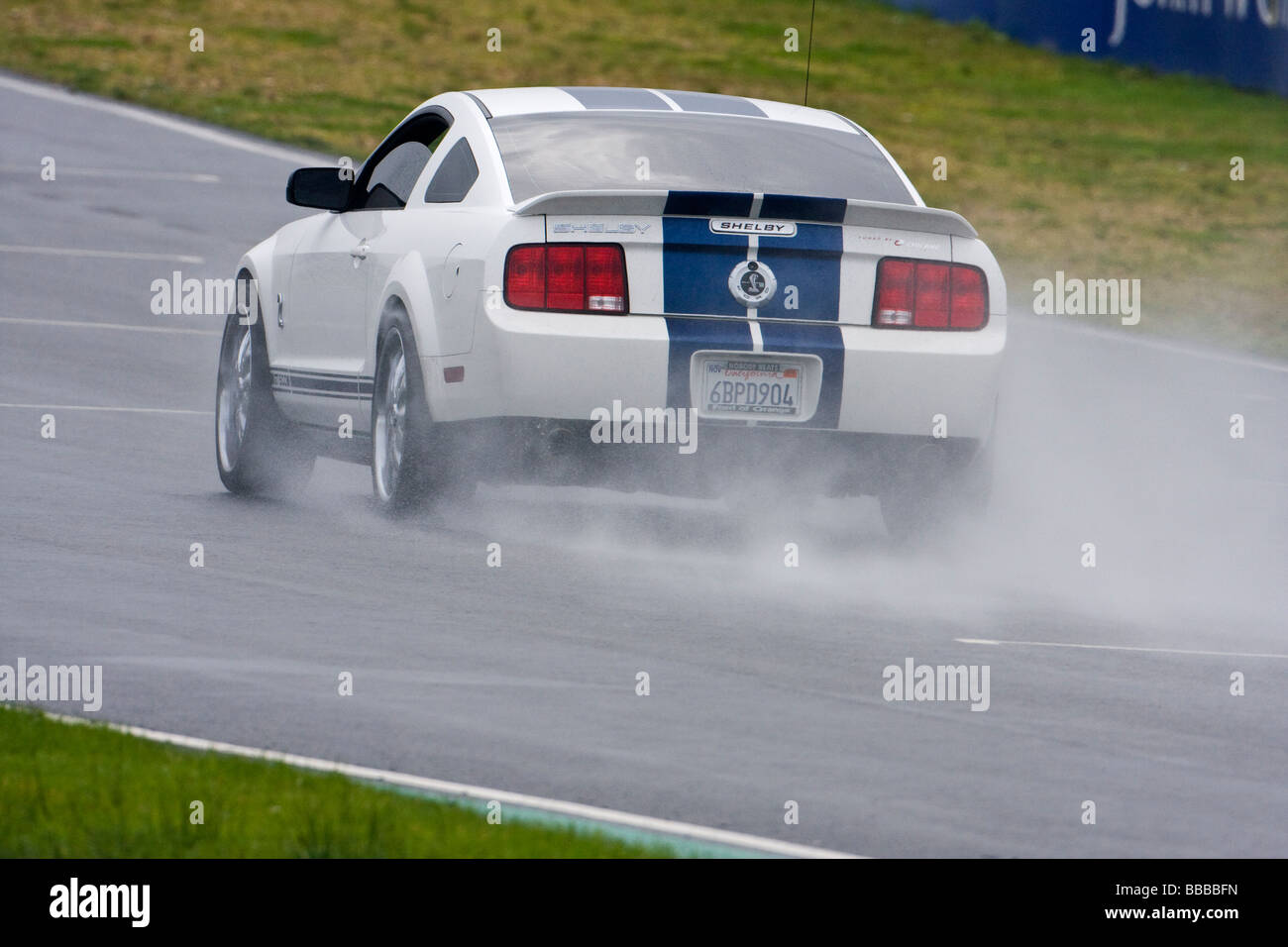 Ford Shelby Mustang GT500 su pista bagnata Foto Stock
