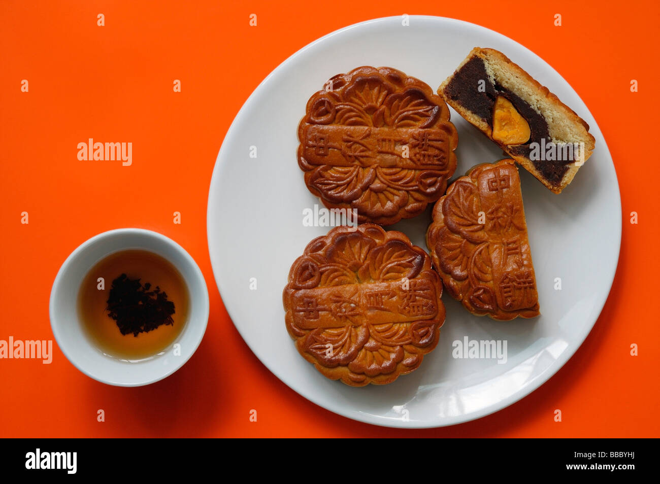 Ancora in vita di mooncakes con tuorlo d singola Foto Stock