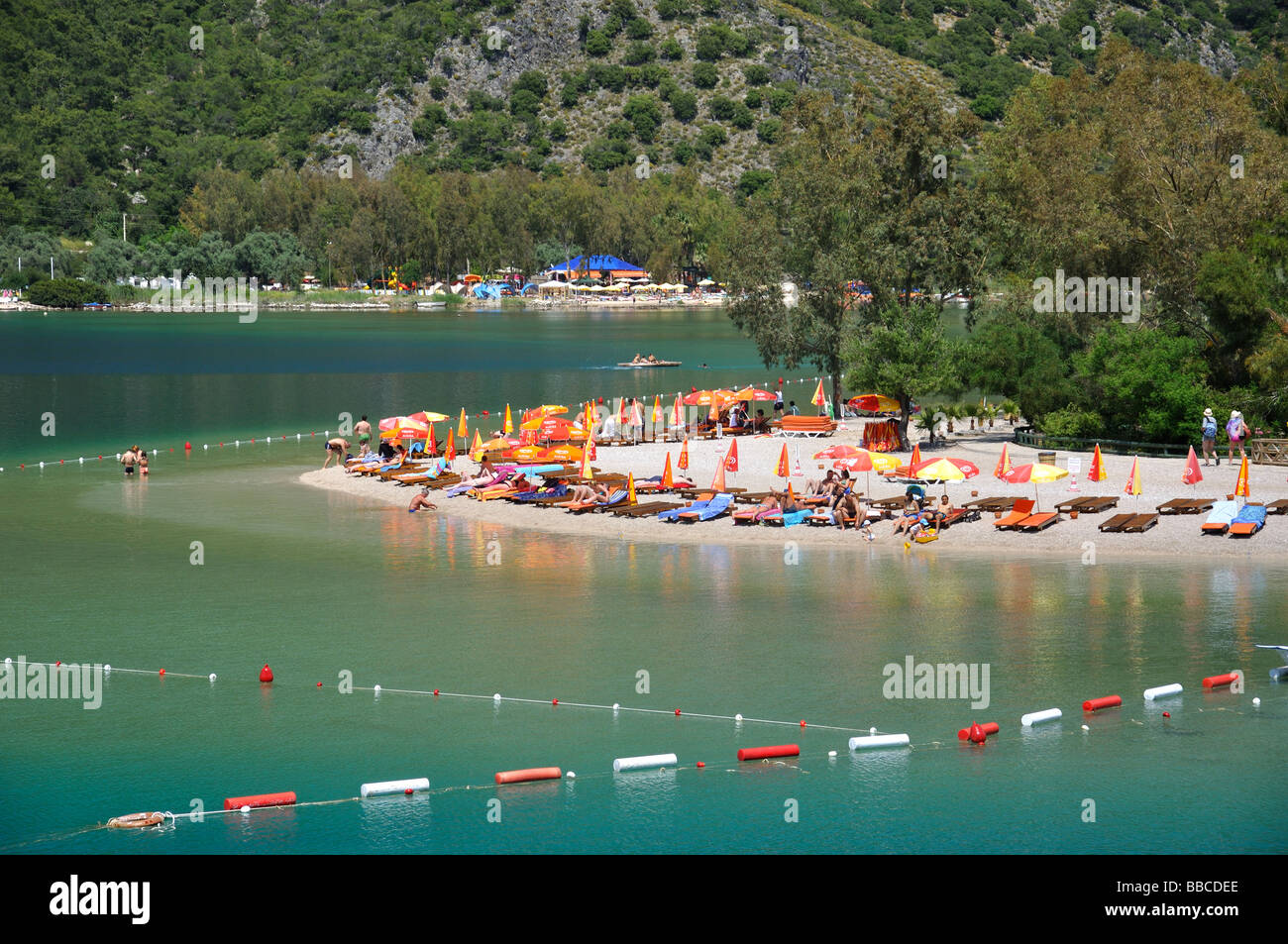 Blue Lagoon Beach, Oludeniz, provincia di Mugla, Repubblica di Türkiye Foto Stock