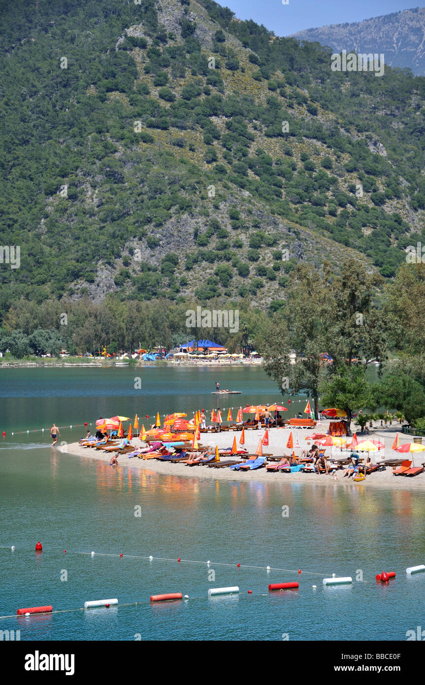 Blue Lagoon Beach, Oludeniz, provincia di Mugla, Repubblica di Türkiye Foto Stock