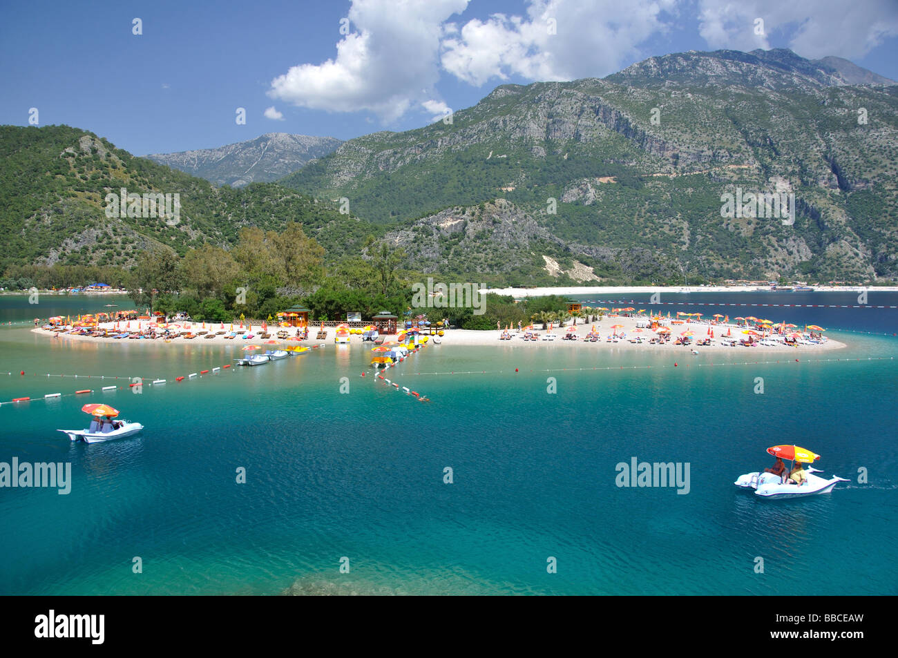 Blue Lagoon Beach, Oludeniz, provincia di Mugla, Repubblica di Türkiye Foto Stock