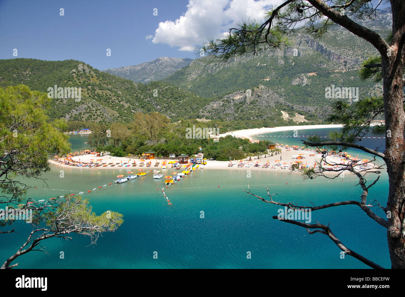 Blue Lagoon Beach, Oludeniz, provincia di Mugla, Repubblica di Türkiye Foto Stock