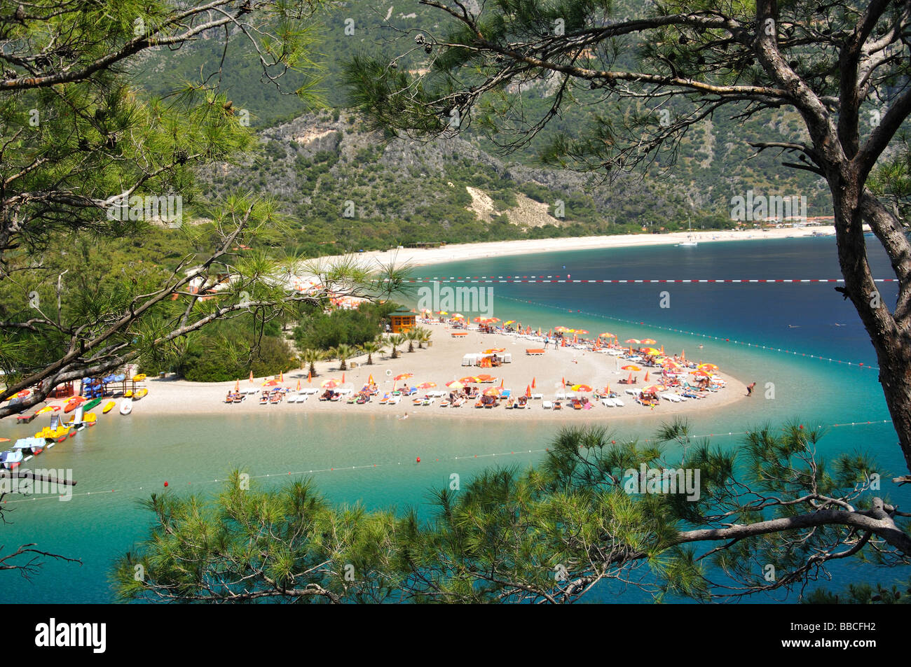 Blue Lagoon Beach, Oludeniz, provincia di Mugla, Repubblica di Türkiye Foto Stock