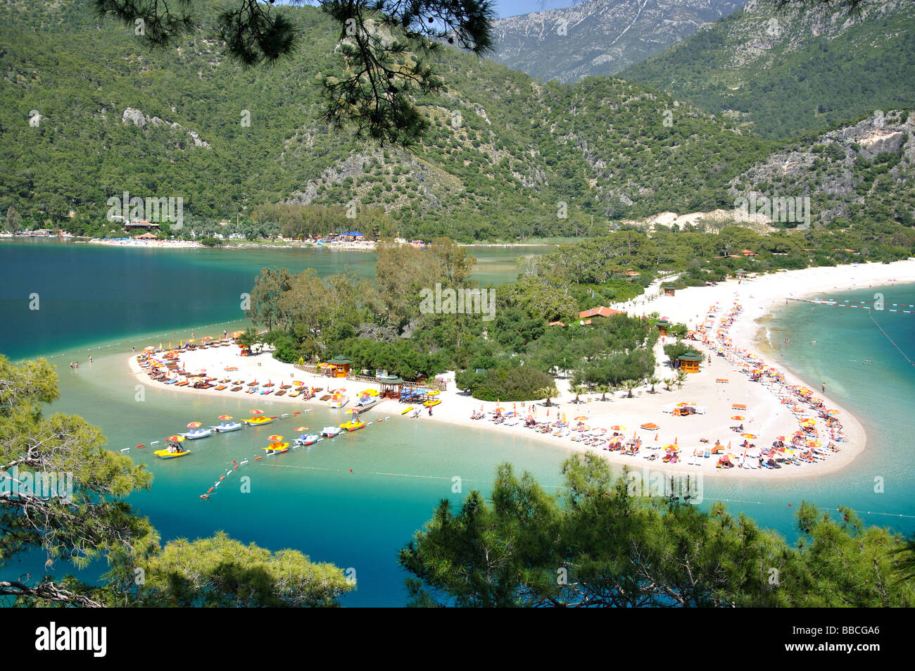 Blue Lagoon Beach, Oludeniz, provincia di Mugla, Repubblica di Türkiye Foto Stock