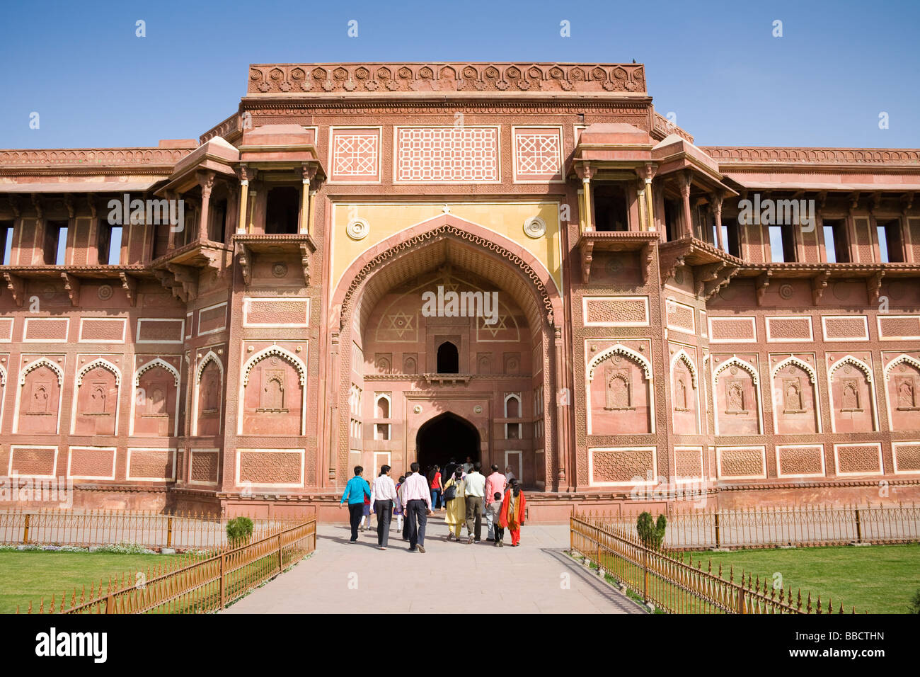 Jahangiri Mahal, al Forte di Agra, noto anche come Red Fort, Agra, Uttar Pradesh, India Foto Stock