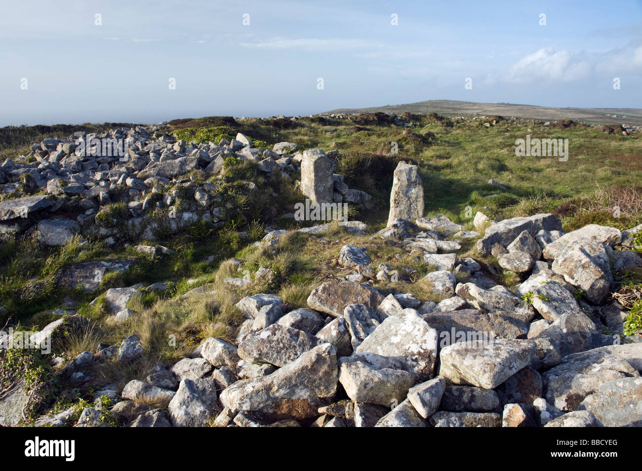 Chun Castle Iron Age Hill Fort entranceCornwall Foto Stock