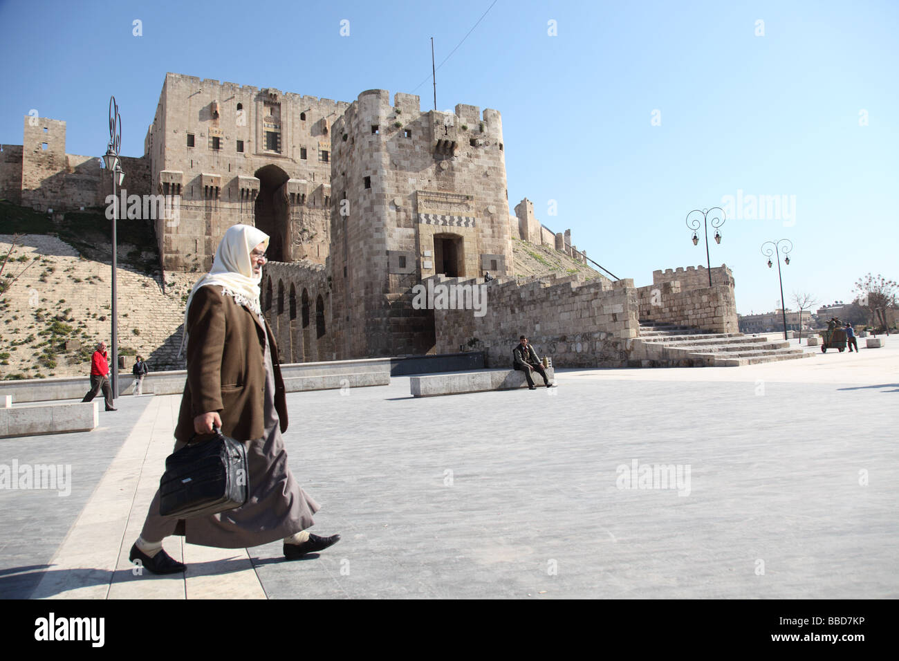 Aleppo Siria Syrian Medio Oriente vecchia città antica cittadella Asia Aleppian Governatorato di religione sunnita islam musulmani arabi arabi Foto Stock