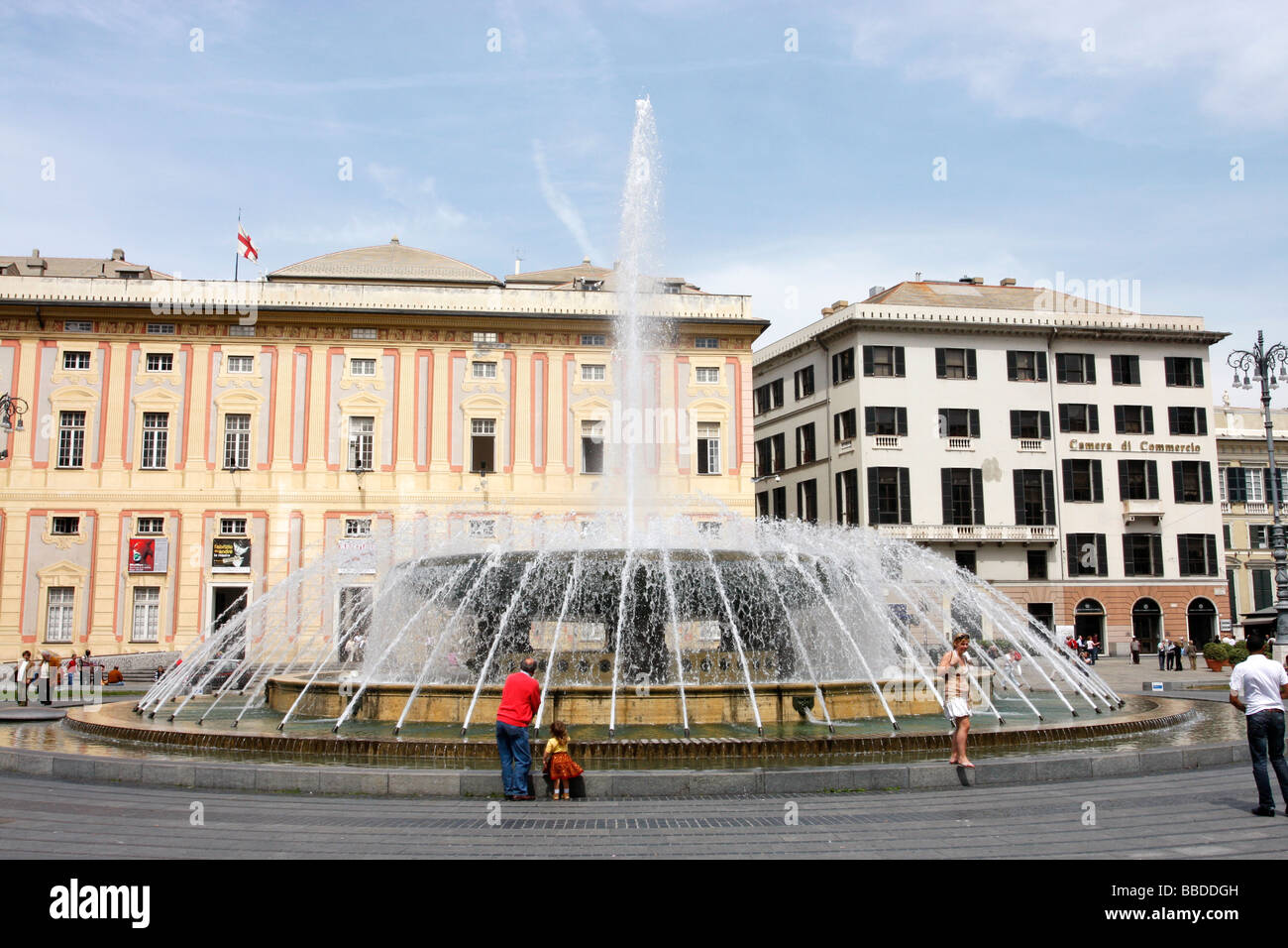 Fontana nella Piazza di Ferrari ,Square,Genova Foto Stock