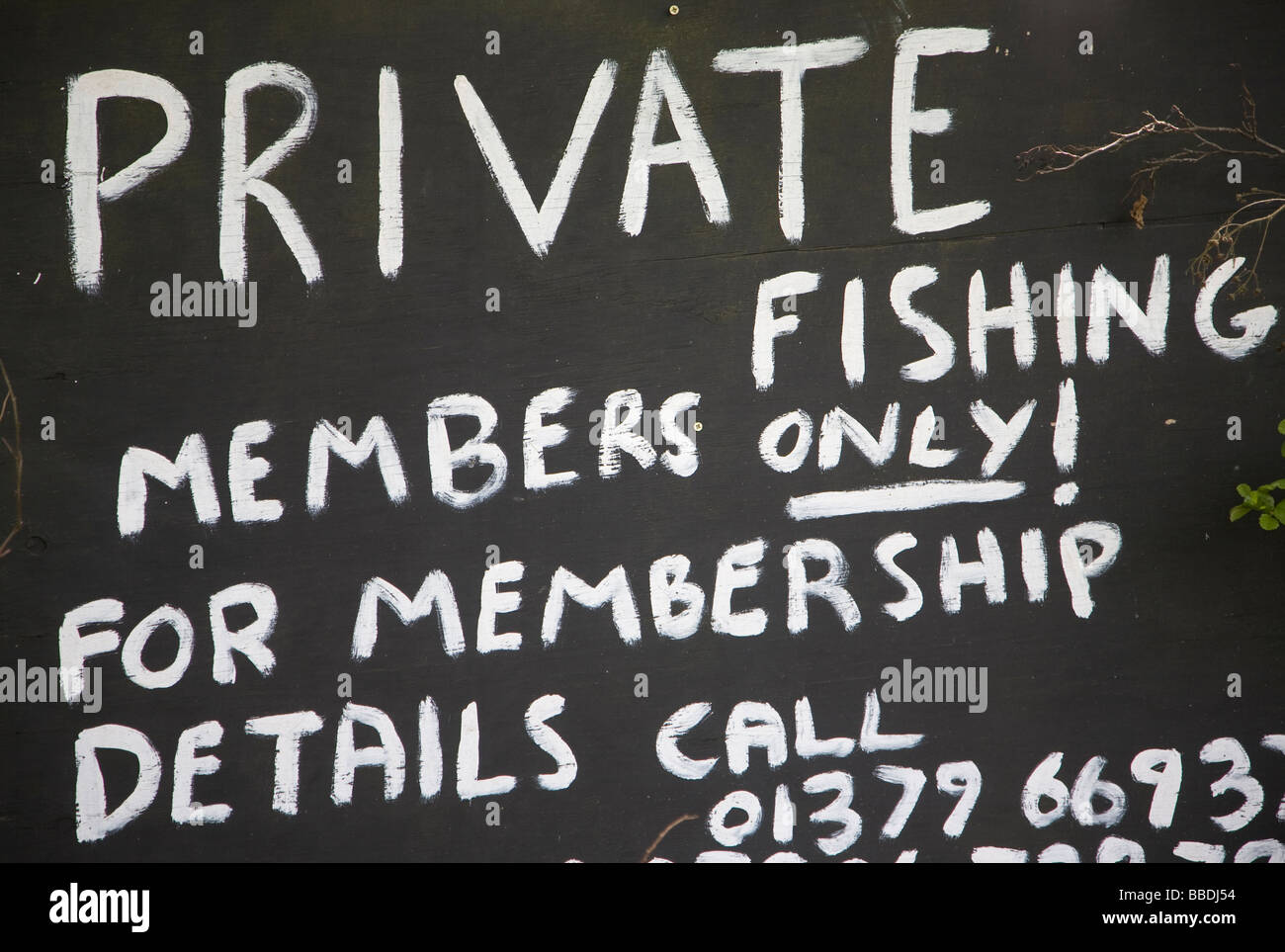 Pesca privato membri solo segno Foto Stock