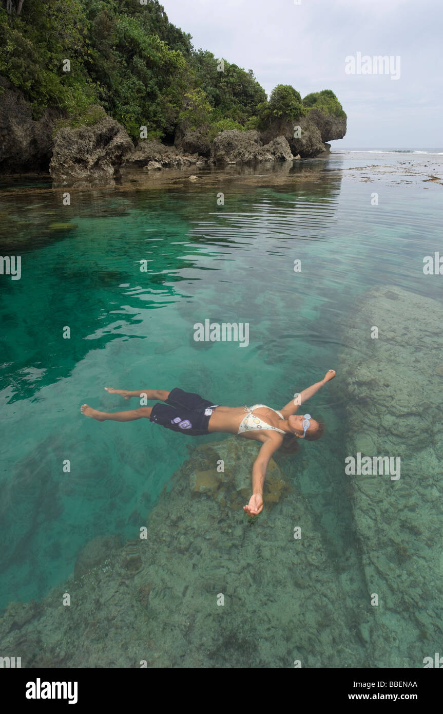 Laguna Magpupungko, Pilar, Siargao Island, Surigao del Norte, sull isola di Mindanao, Filippine Foto Stock