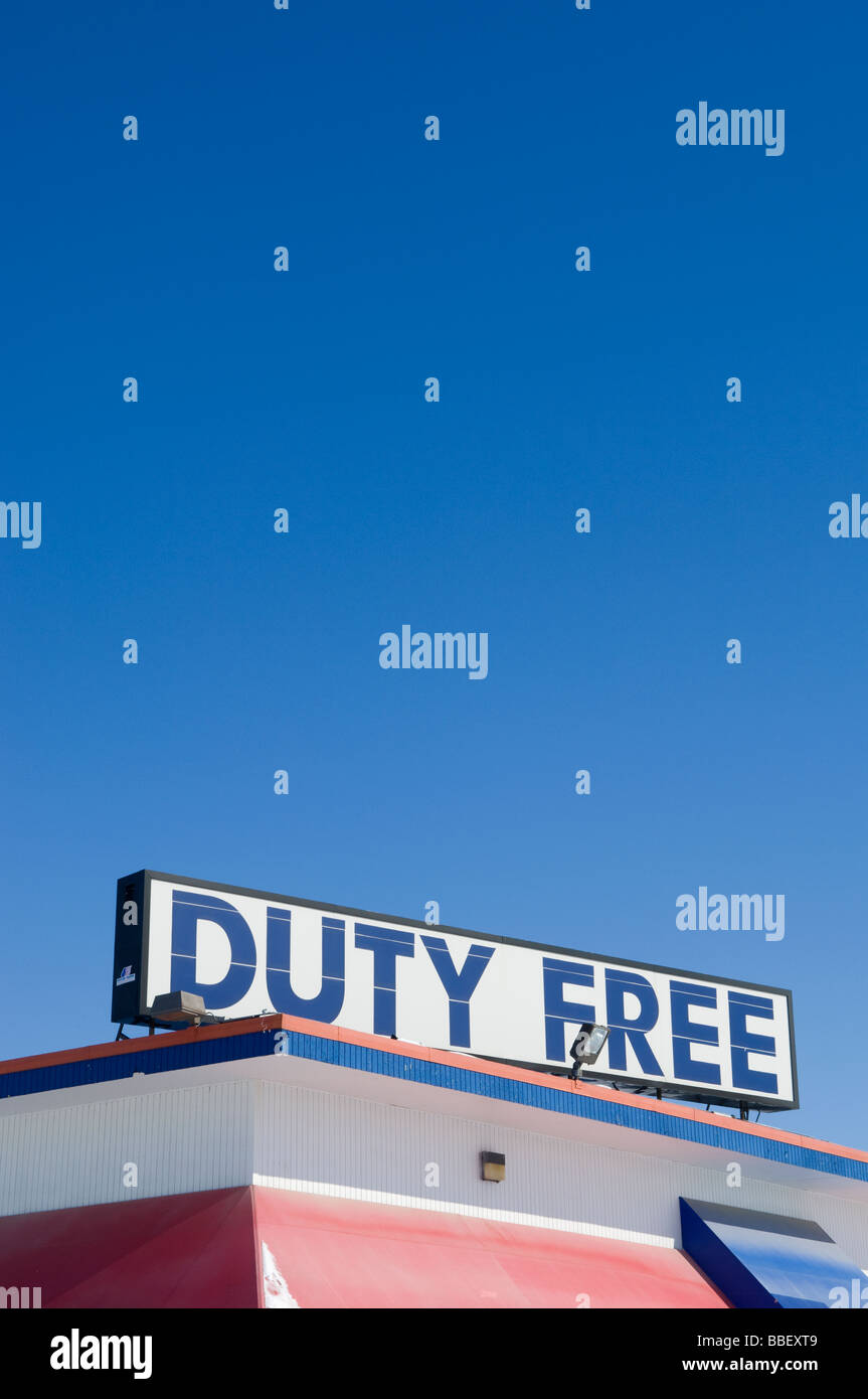 Duty Free sign in Canada Stati Uniti d'America confine Foto Stock