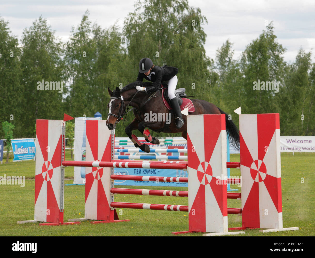 Lo sport equestre piloti horse show jumping concorso ippico Foto Stock