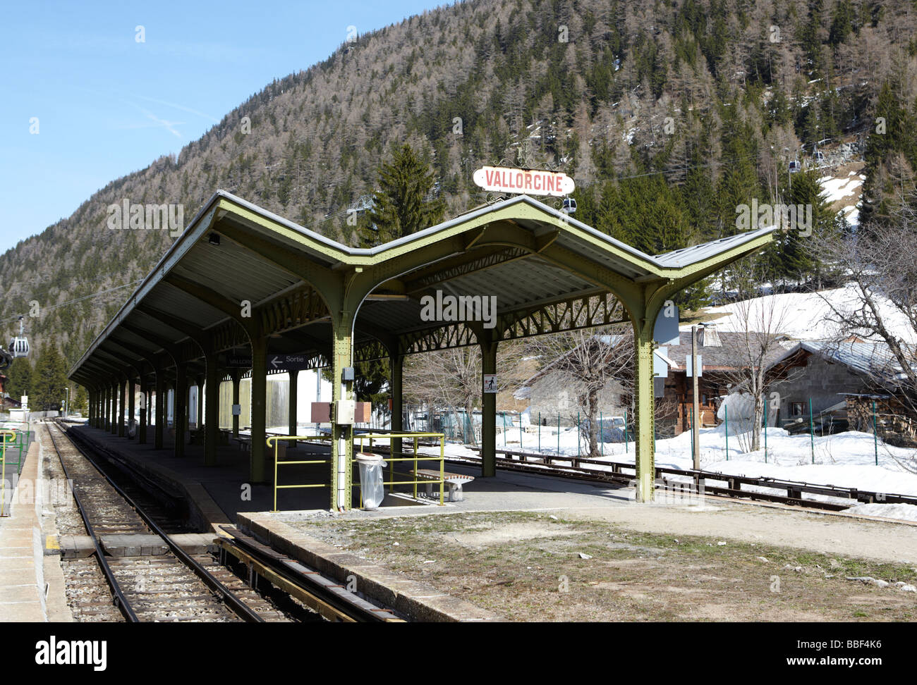 Vallorcine Stazione ferroviaria Valle di Chamonix Alpi Francesi Francia Europa Foto Stock