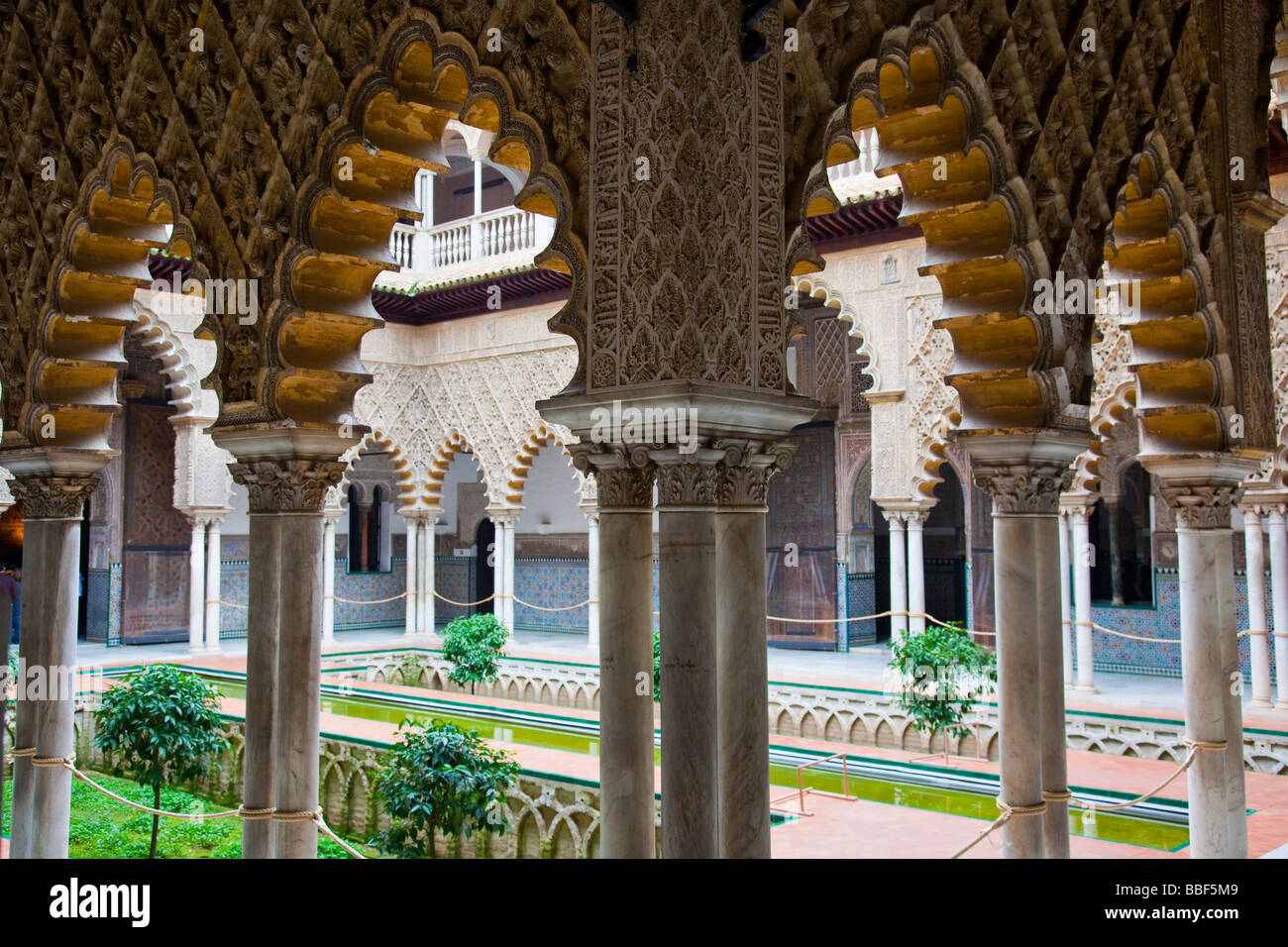Patio de las Doncellas a Alcazar di Siviglia Spagna Foto Stock
