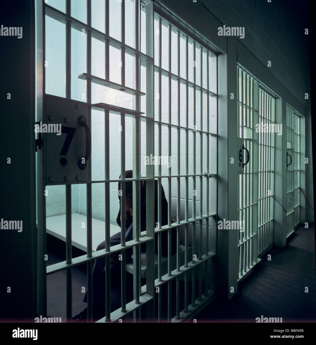 Prigioniero nel carcere Remand usa Foto Stock